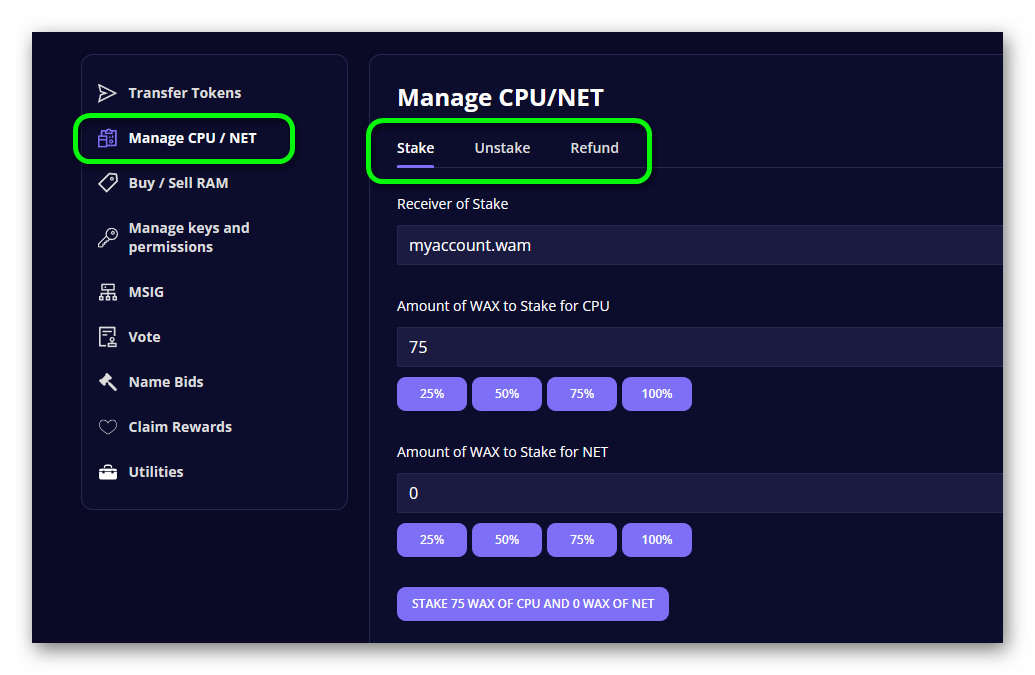 CPU Stake