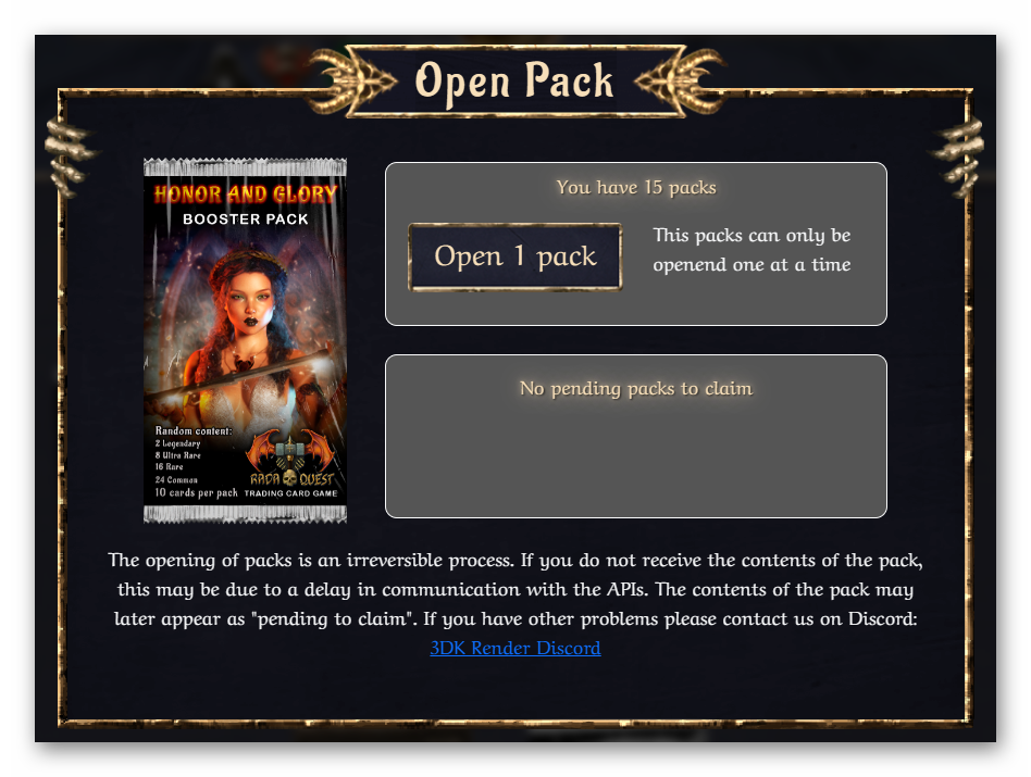 Open pack