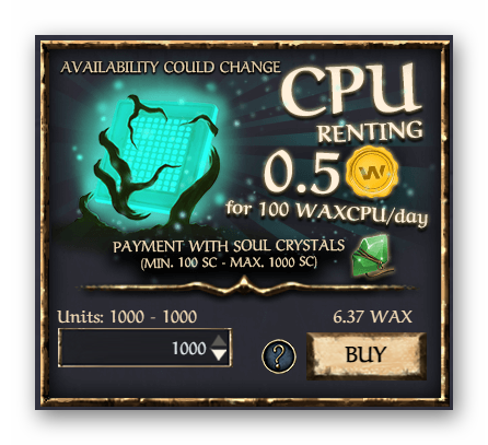 Example: Rent 100 WAX CPU